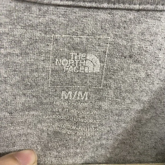 The North Face Mens Shirt Size M Graphic Tee Gray Red Long Sleeve - Picture 4 of 8